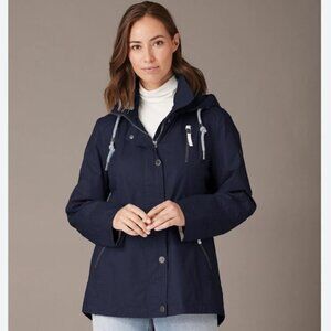 Junge Denmark “Hailey” waterproof waxed navy blue coat size small (36)